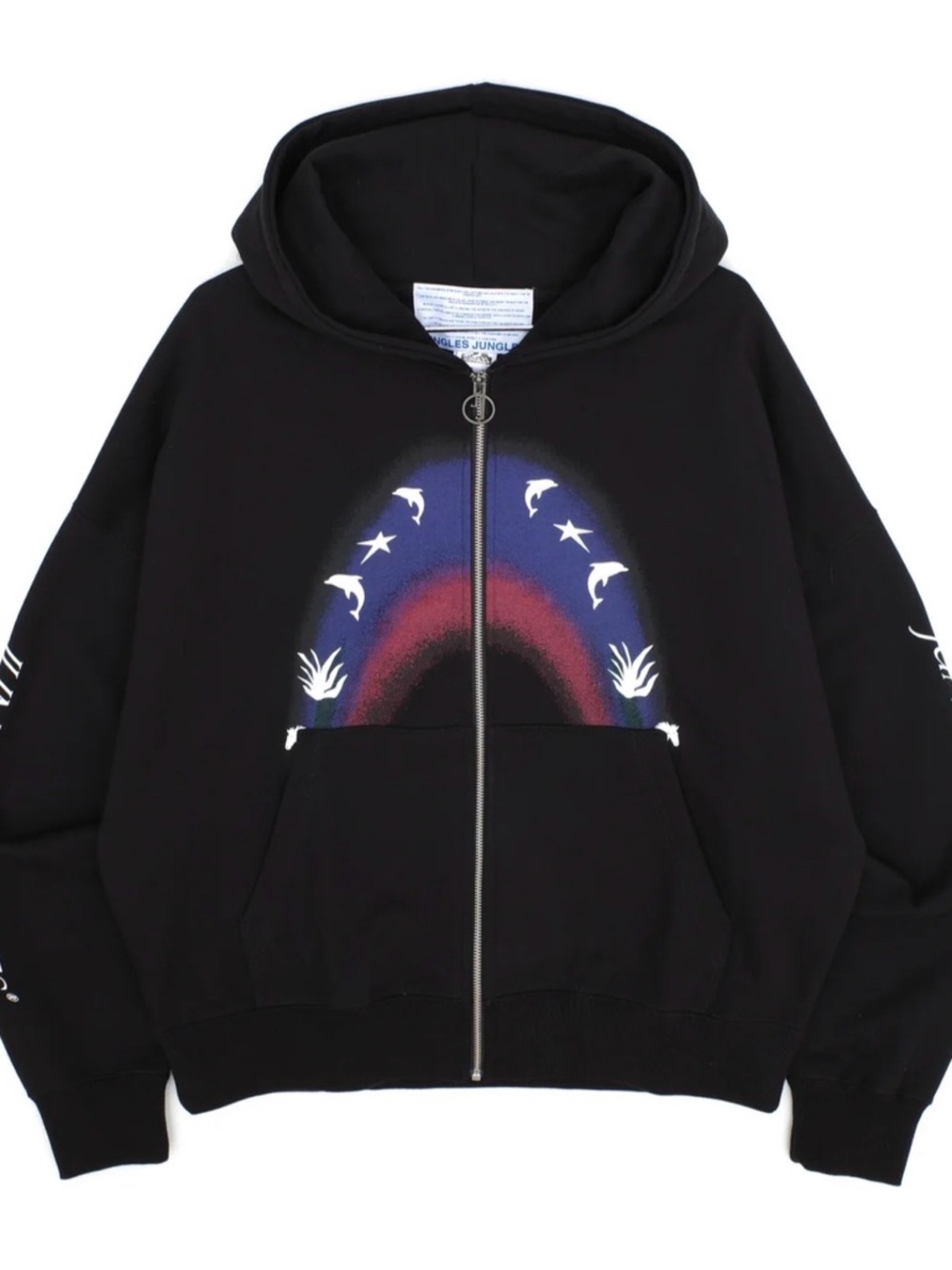 Jungles Jungles Life Is Magic Mens Black Semi Cropped Hoodie Size Large New
